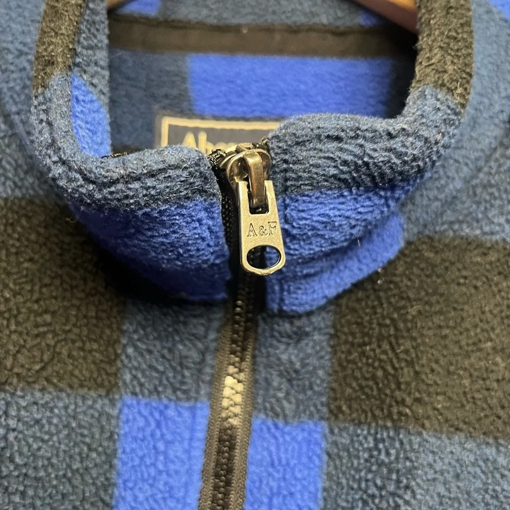 Abercrombie & Fitch 2016 Collection Blue & Black Buffalo Plaid Full Zip Fleece - Picture 7 of 11